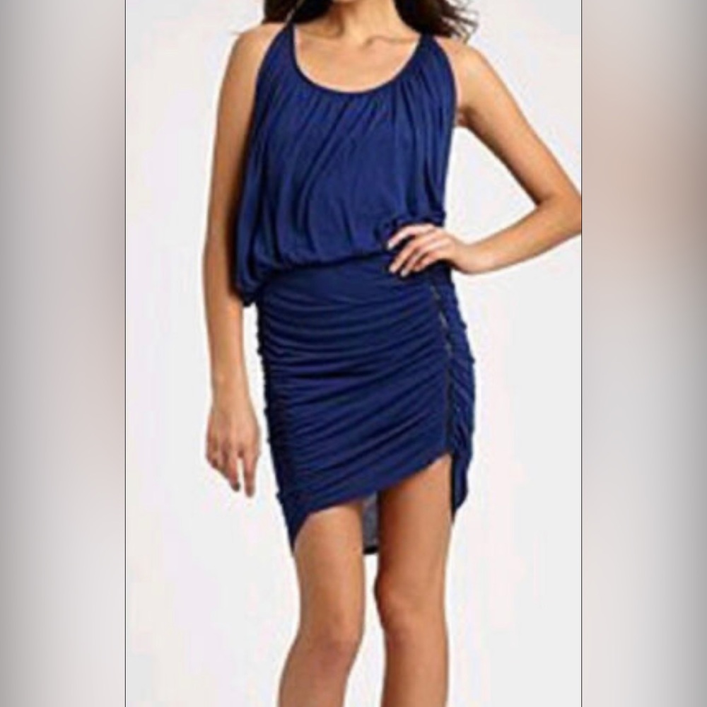 NWT BCBG BLUE DEPTH "DORIS" ZIPPER SLEEVELESS JERSEY DRESS